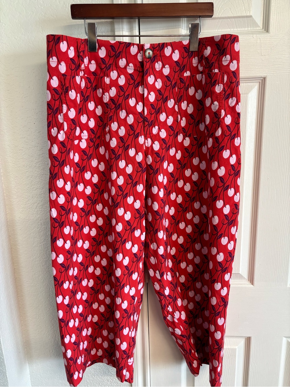 Anthro Maeve Cherry Colette Wide Leg Pants Size 33 (XXL)